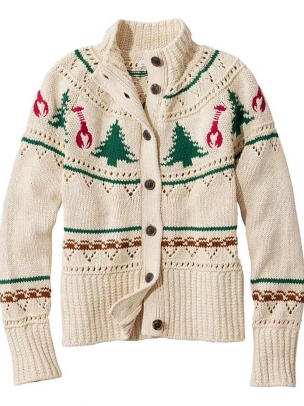 LL Bean Women’s Signature Fisherman Sweater, Short Cardigan Fair Isle